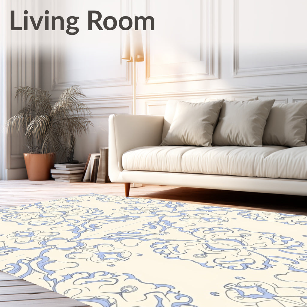 Pale Blue Ornamental Flourish Rug
