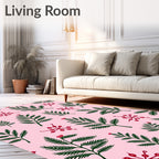 Crimson Berry Green Foliage Rug