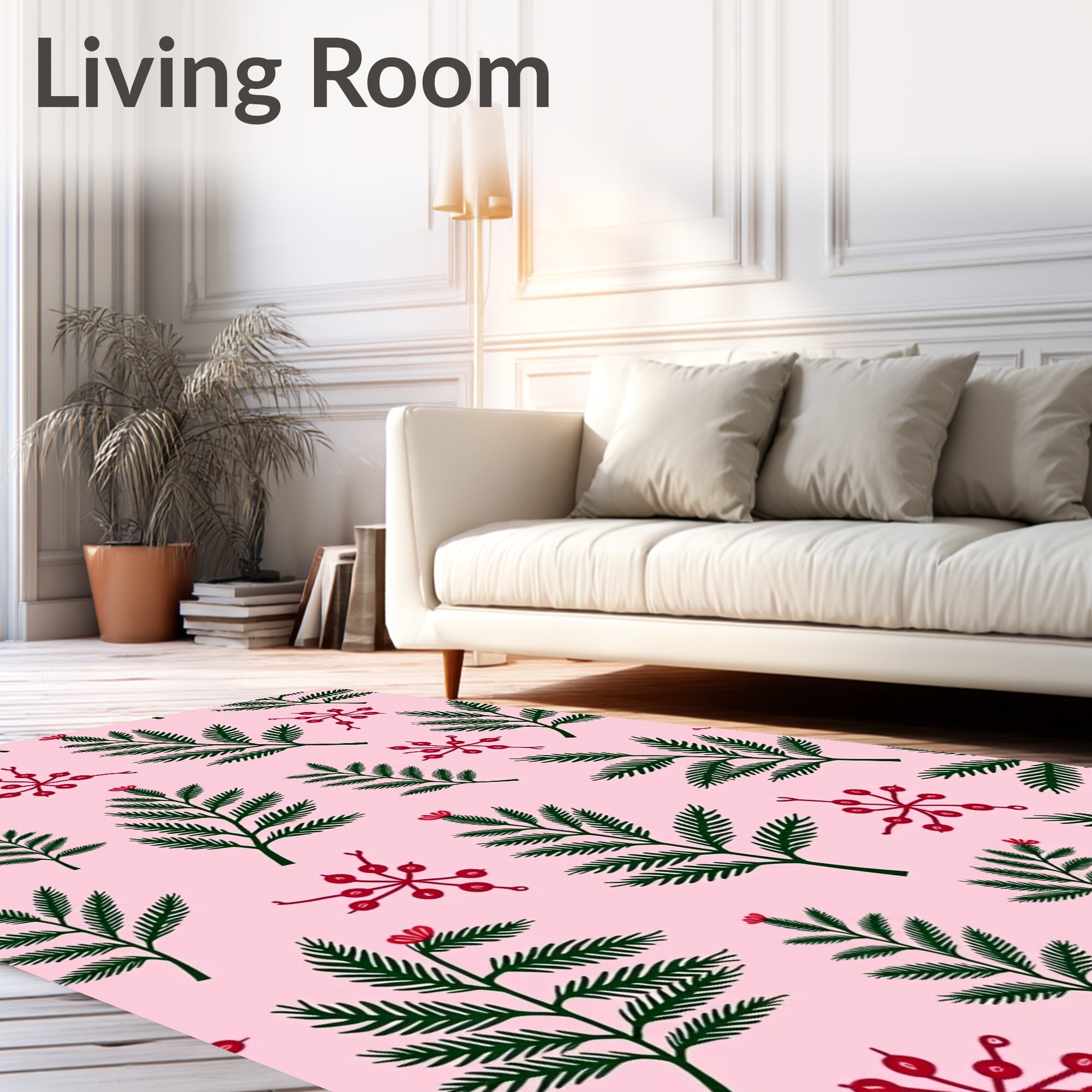 Crimson Berry Green Foliage Rug