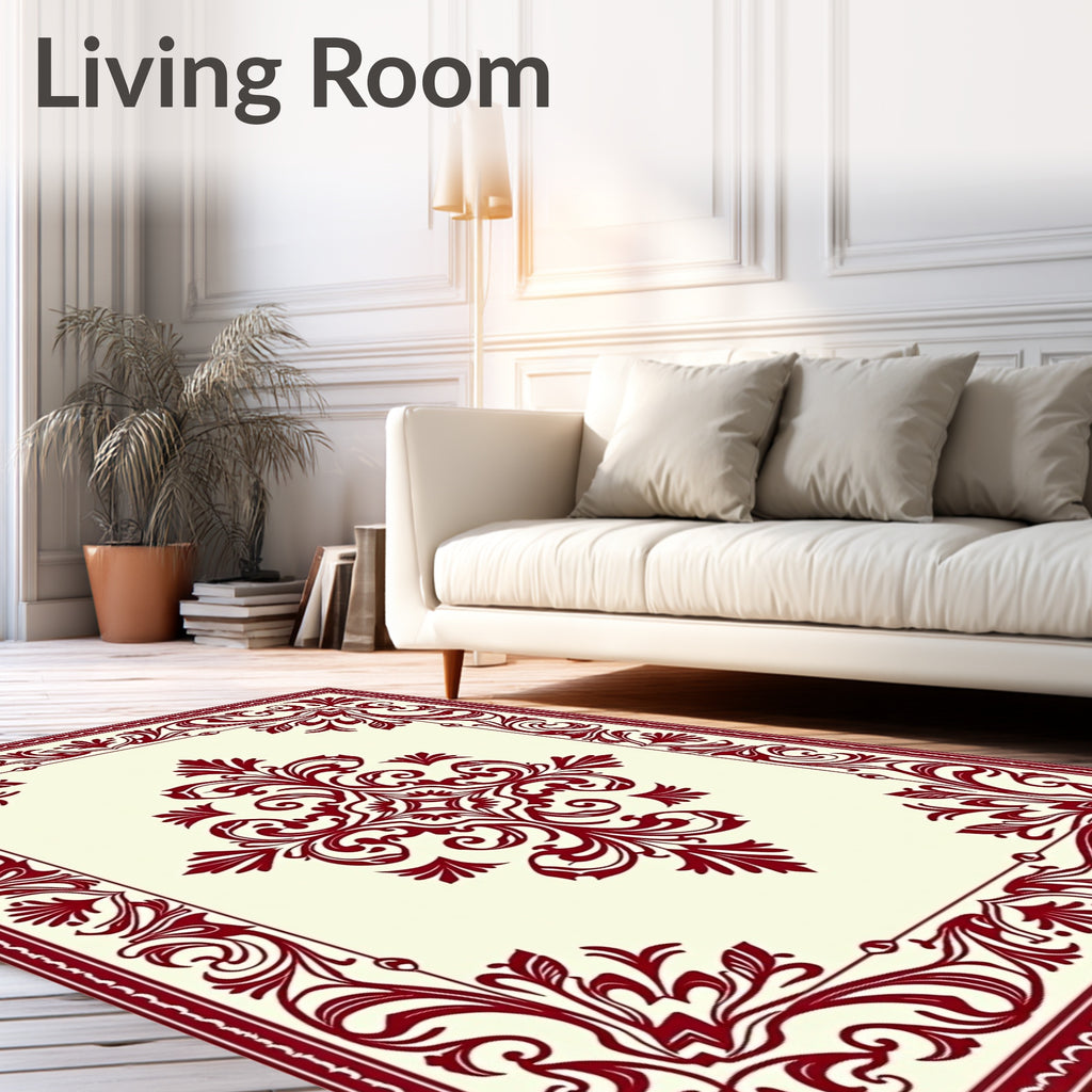Crimson Floral Baroque Medallion Rug
