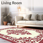 Crimson Floral Baroque Medallion Rug