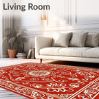 Scarlet Ornate Blossom Square Rug