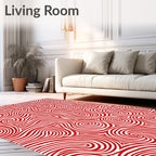 Crimson Swirl Abstract Curve Rug