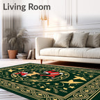 Festive Santa Reindeer Sleigh Round Rug