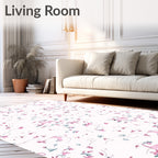 Whimsical pink and blue floral scatter Rug