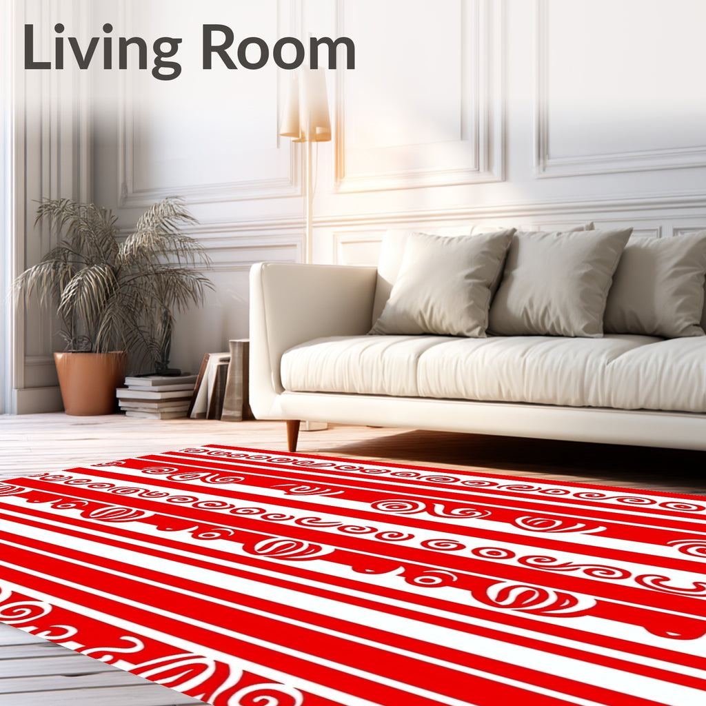 Bold Red Spiral Stripe Rug