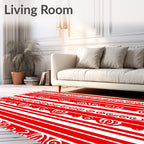 Bold Red Spiral Stripe Rug
