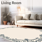 Elegant Black Vine Scroll Border Rug