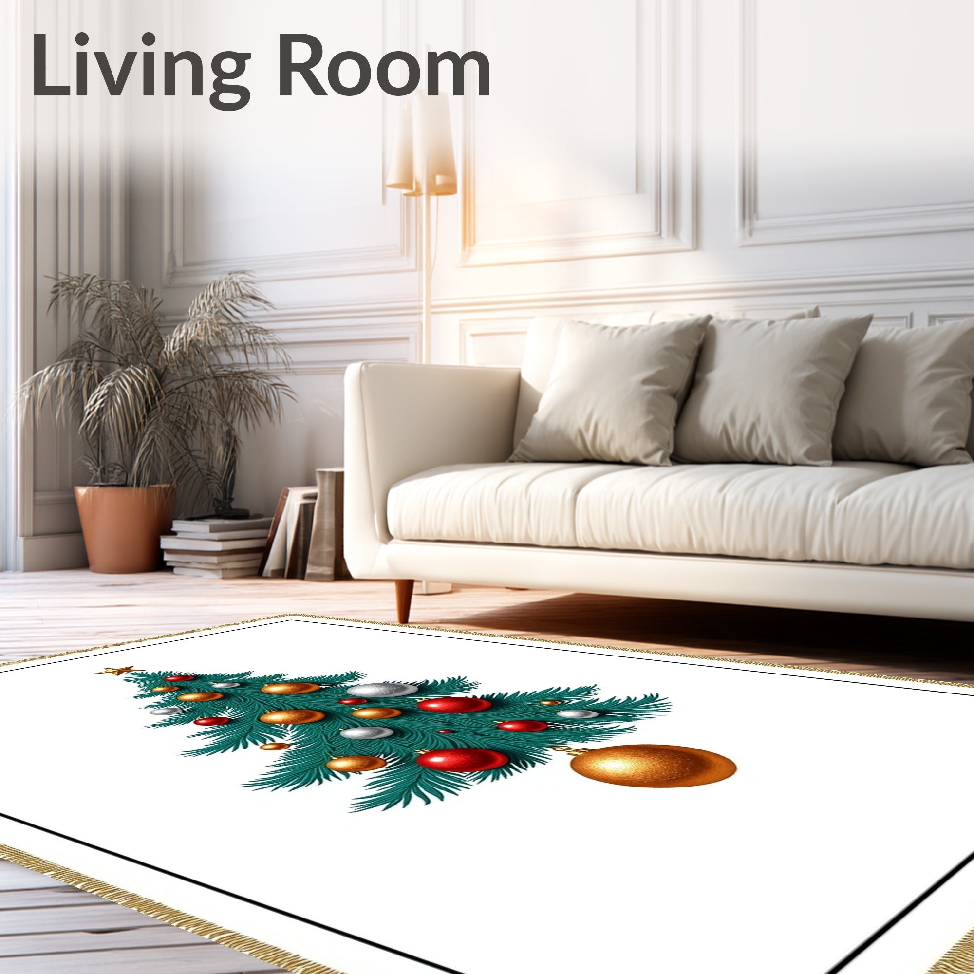 Festive Christmas Tree Ornaments Rug