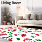 Red White Holly Snowman Repeat Rug