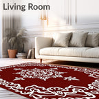Deep Red Floral Lace Medallion Rug