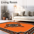 Bold Orange Scrollwork Medallion Rug