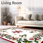 Festive Holly Reindeer Snowflake Medallion Rug