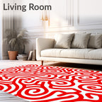 Bold Red Swirl Maze Rug