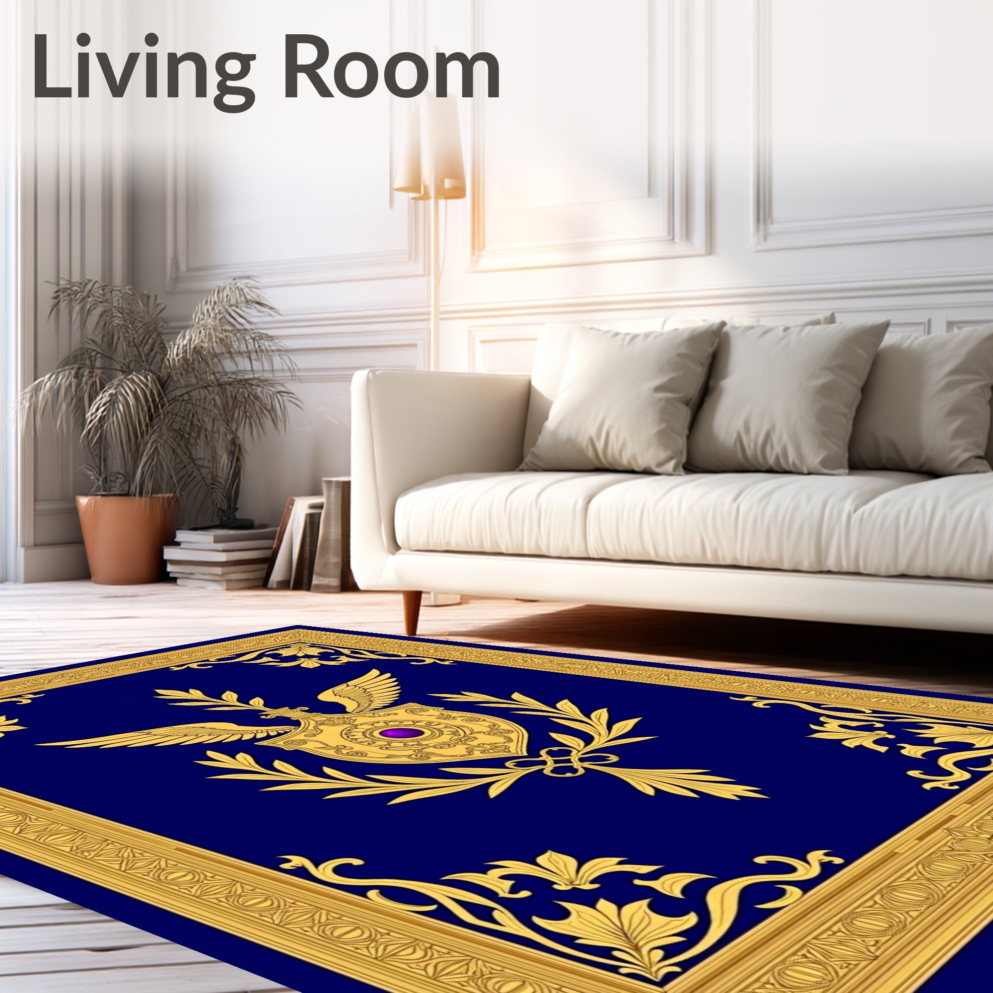 Grand Royal Gold Emblem Sapphire Rug