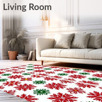 Red Green Snowflake Holiday Art Rug