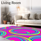 Vibrant Pink Swirls With Yellow Accents Rug