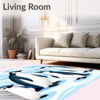 Whimsical Penguin Family Iceberg Scene Rug
