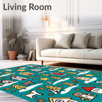 Holiday Village Dog Snowy Star Scene Rug