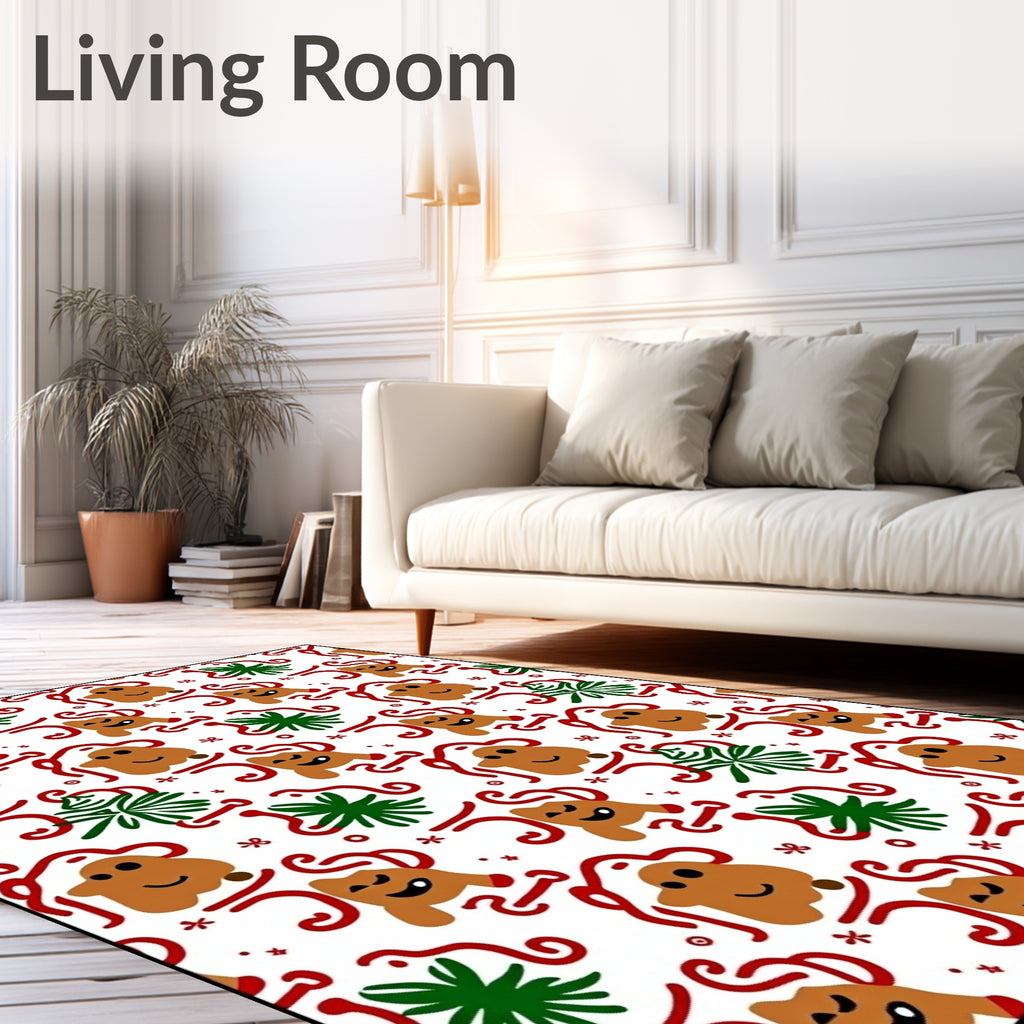 Whimsical Gingerbread Man Christmas Holiday Rug