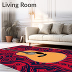 Vibrant Red Blue Abstract Guitar Rug