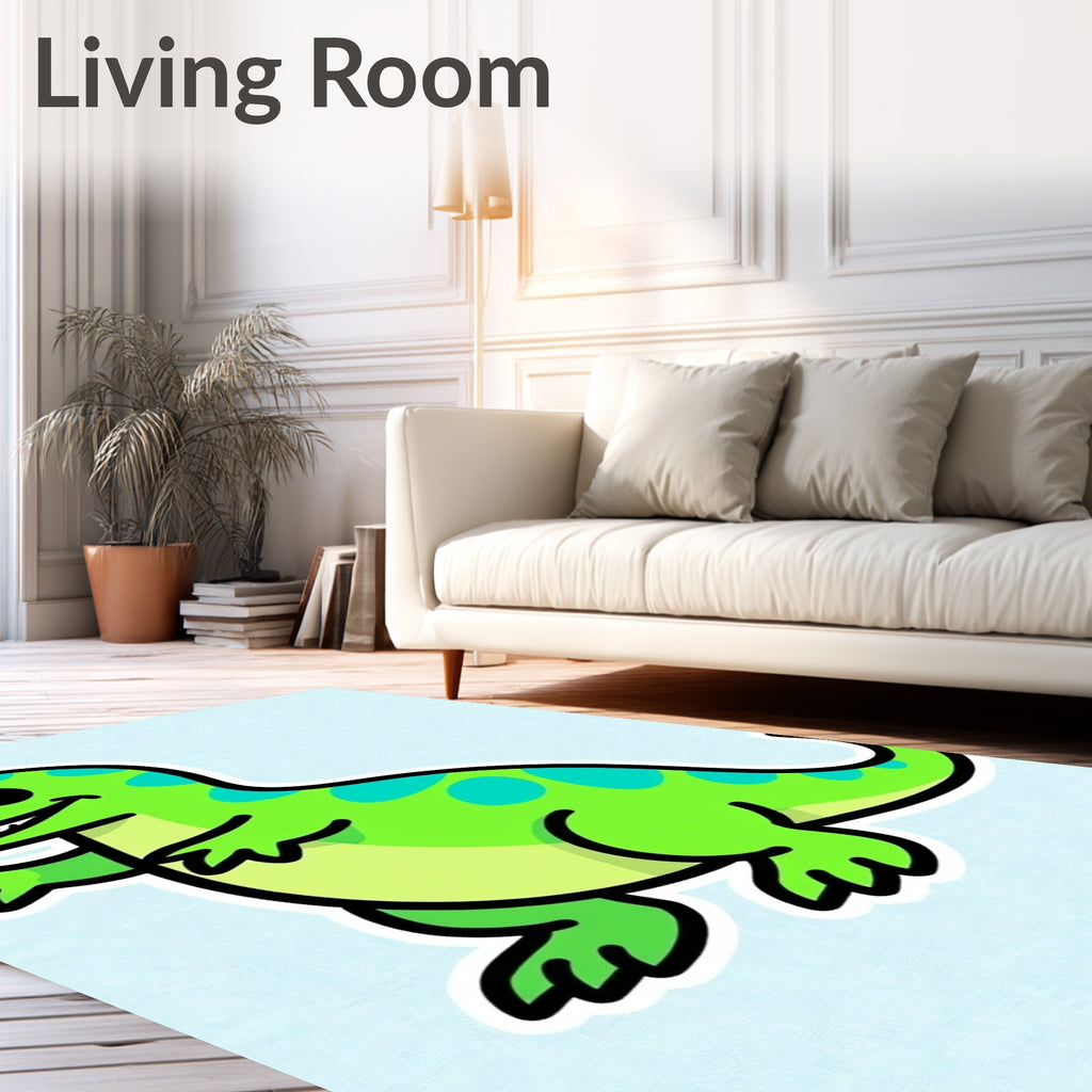 Charming Green Spoted Dinosaur Rug