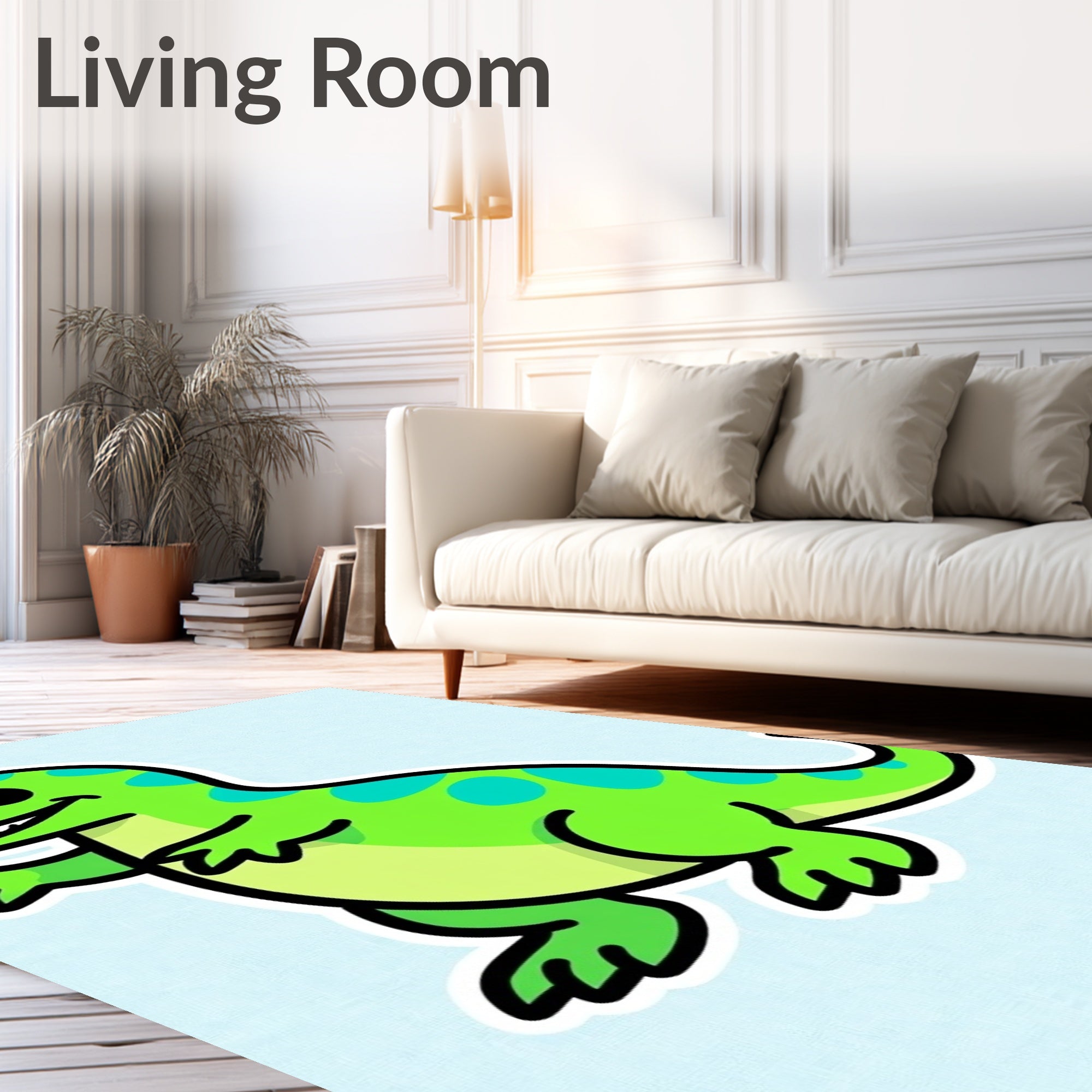 Charming Green Spoted Dinosaur Rug