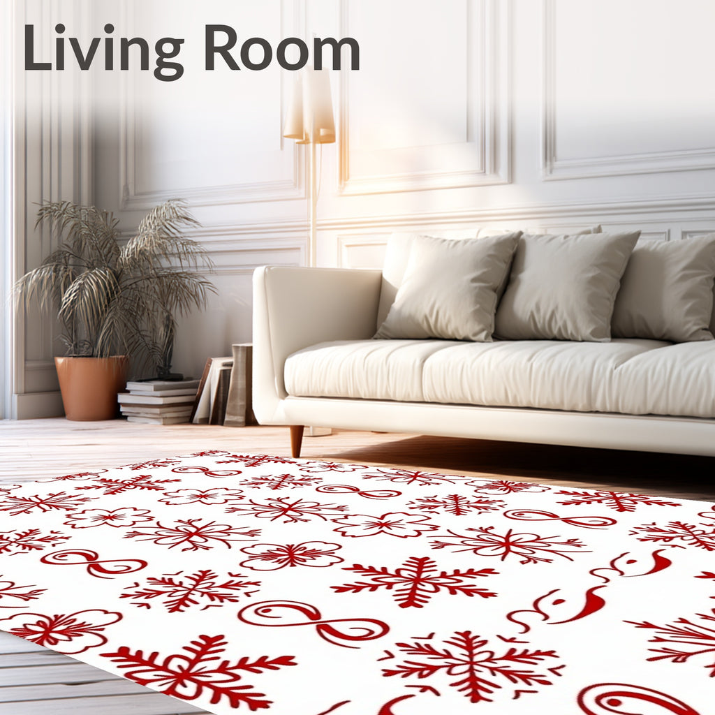 Red Snowflake Floral Symmetry Rug