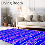 Retro Blue Purple Abstract Numbers Rug