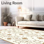 Elegant White Gold Medallion Lattice Rug
