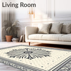 Monochromatic Sunburst Mandala Frame Rug