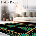 Green Pine Trees Gold Border Rug