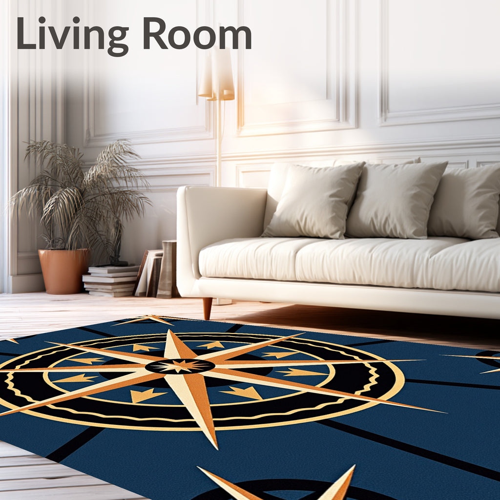 Nautical Starburst Compass Rose Rug