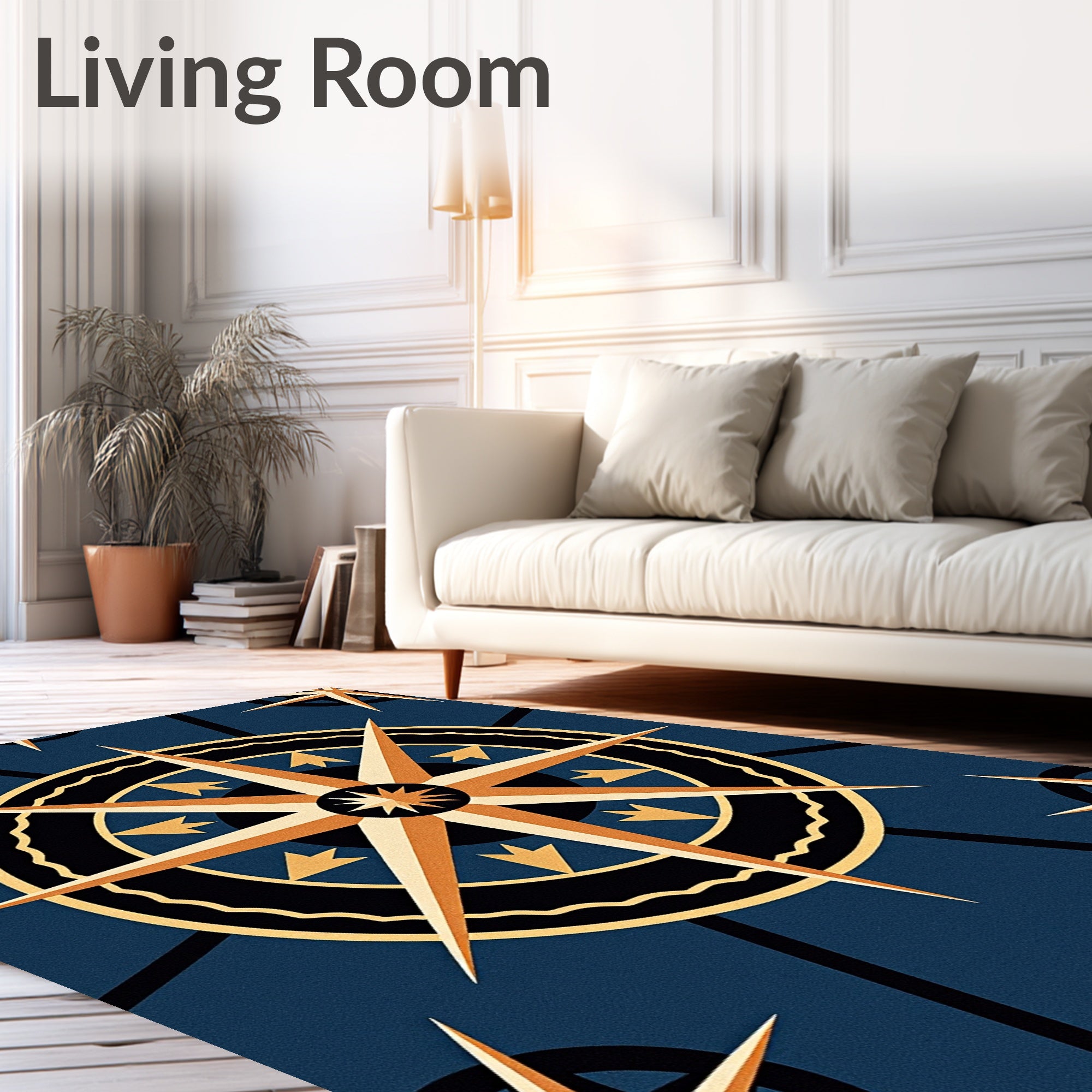 Nautical Starburst Compass Rose Rug