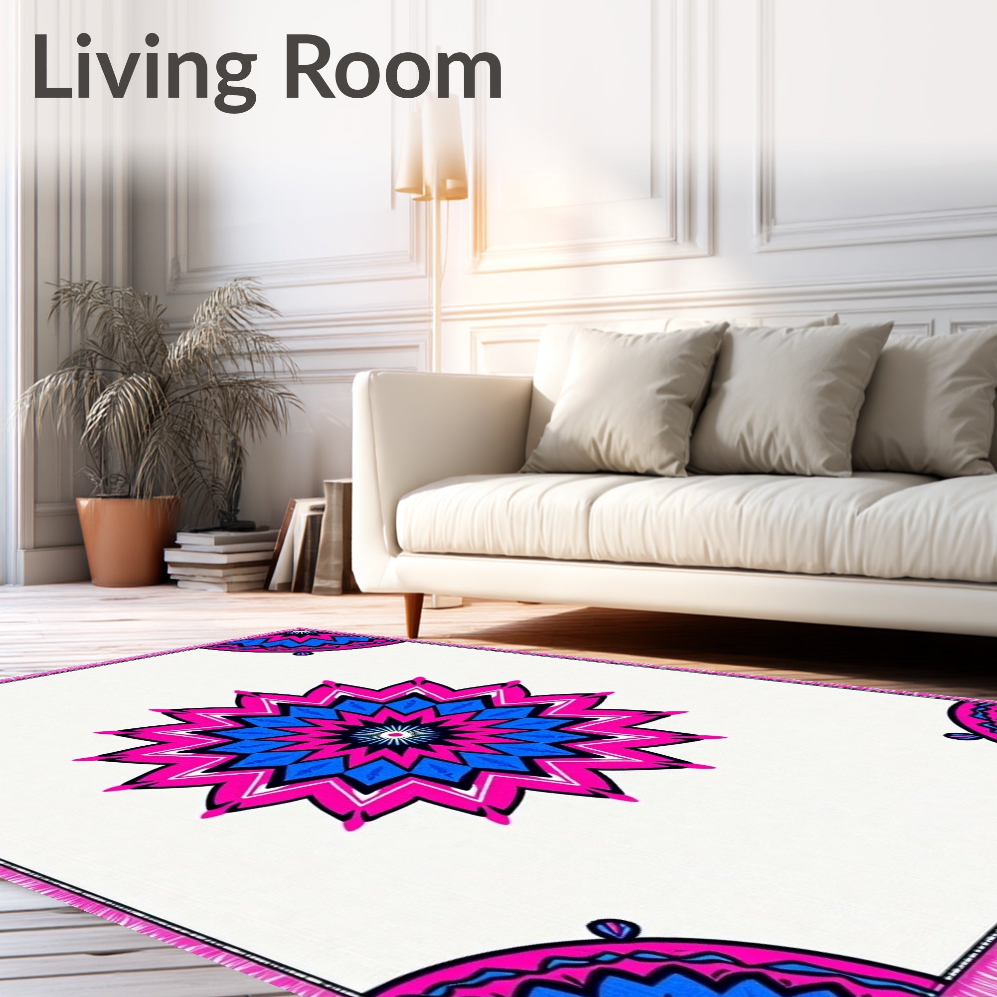 Vibrant Geometric Mandala Medallion Rug