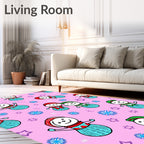 Pink Snowman And Snowflake Winter Wonder Rug