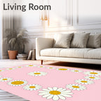 Vintage Pink Daisy Border Rug