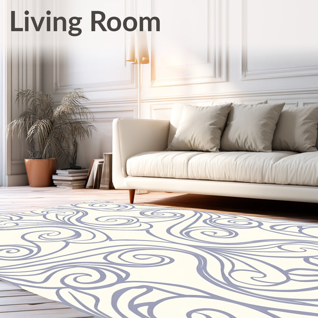 Pale Blue Vine Scroll Rug