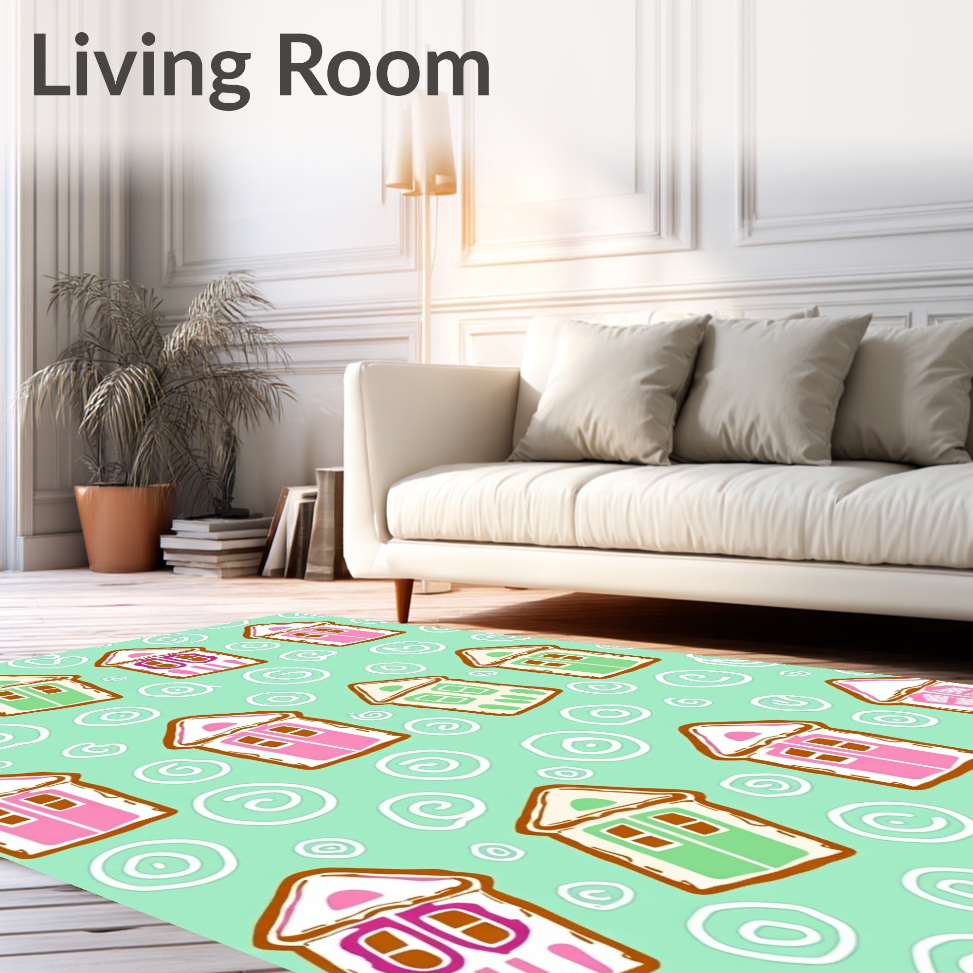 Sweet Gingerbread Houses Swirl Rug