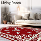 Scarlet White Scrollwork Garden Medallion Rug