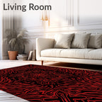 Bold Red Radial Tribal Abstraction Rug