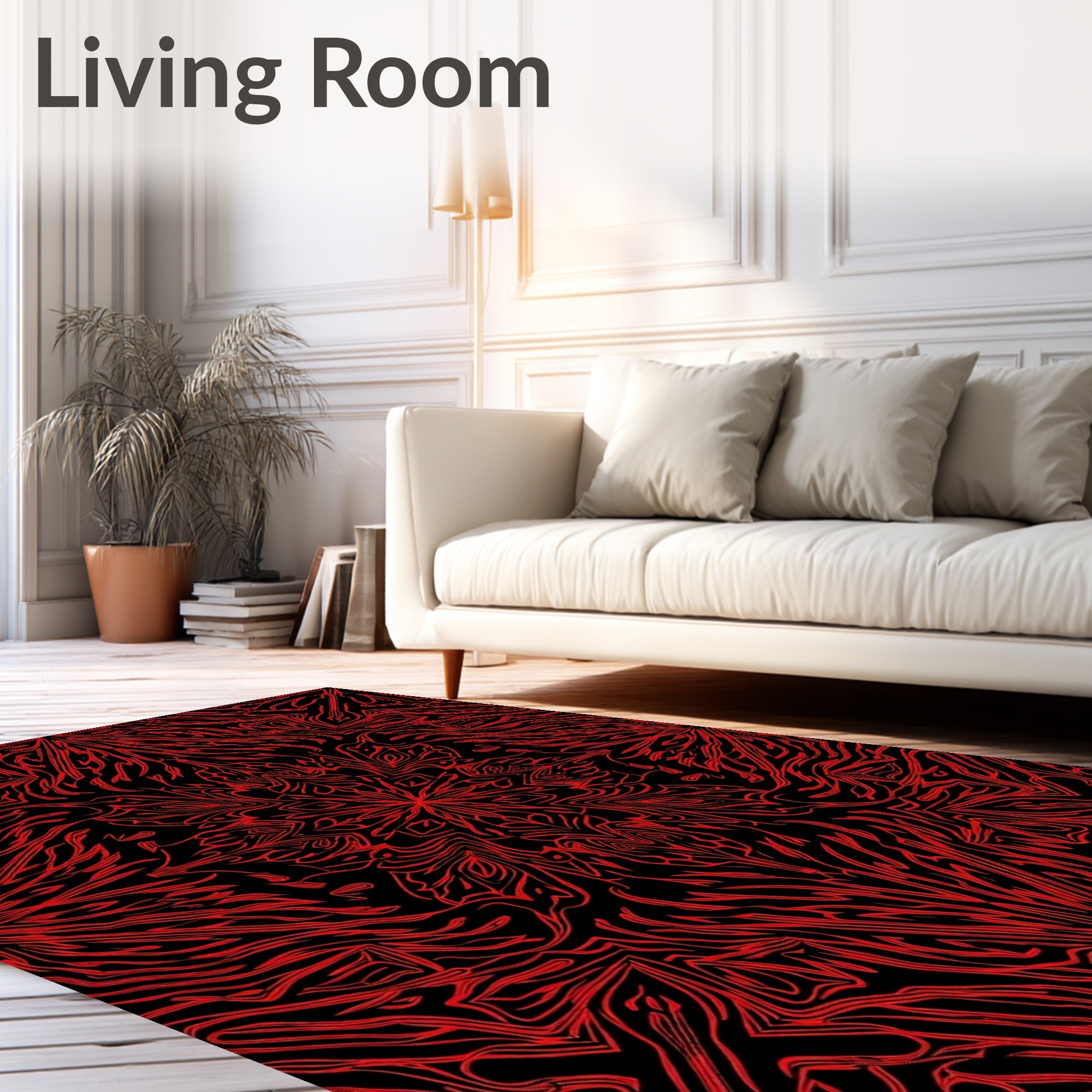 Bold Red Radial Tribal Abstraction Rug