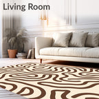 Warm Cream Brown Swirling Lines Rug
