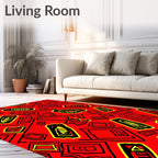 Bold Red Abstract Geometric Shapes Rug