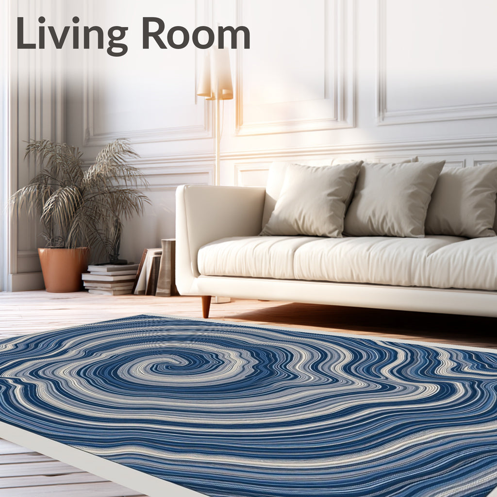 Deep Blue Agate Swirl Rug