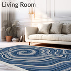 Deep Blue Agate Swirl Rug