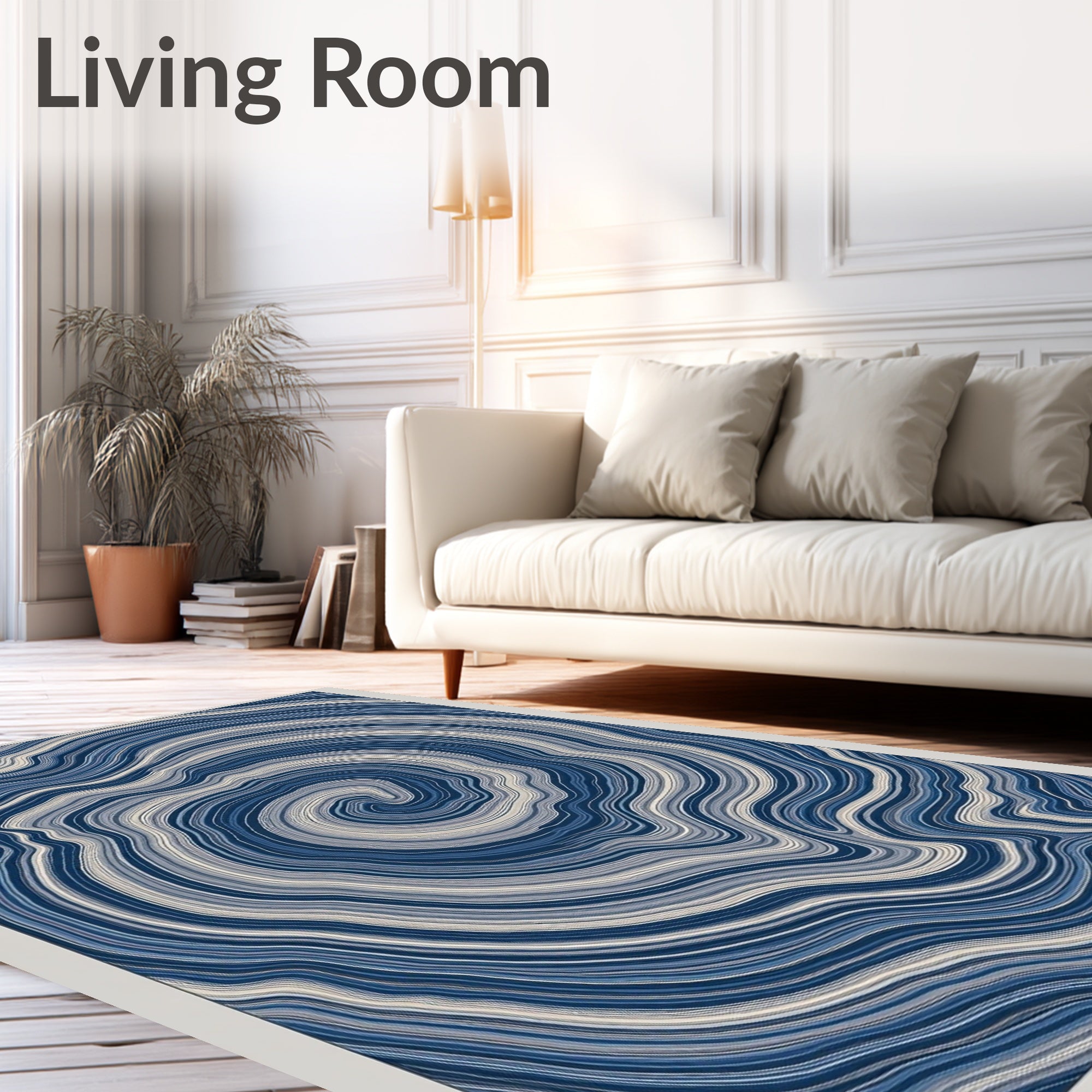 Deep Blue Agate Swirl Rug