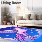 Whimsical Pink Pegasus Night Sky Rug