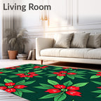 Emerald Green Red Floral Overlay Rug