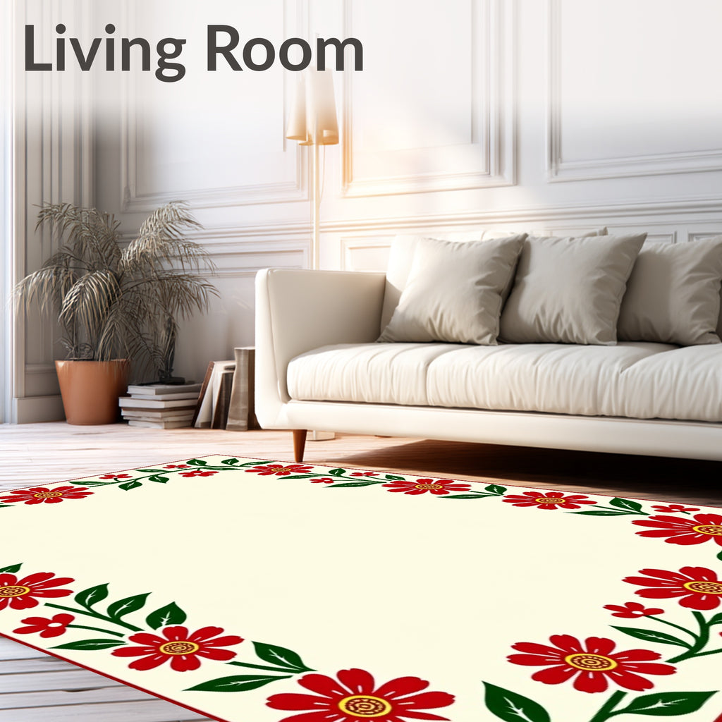 Vintage Red Floral Garland Rug